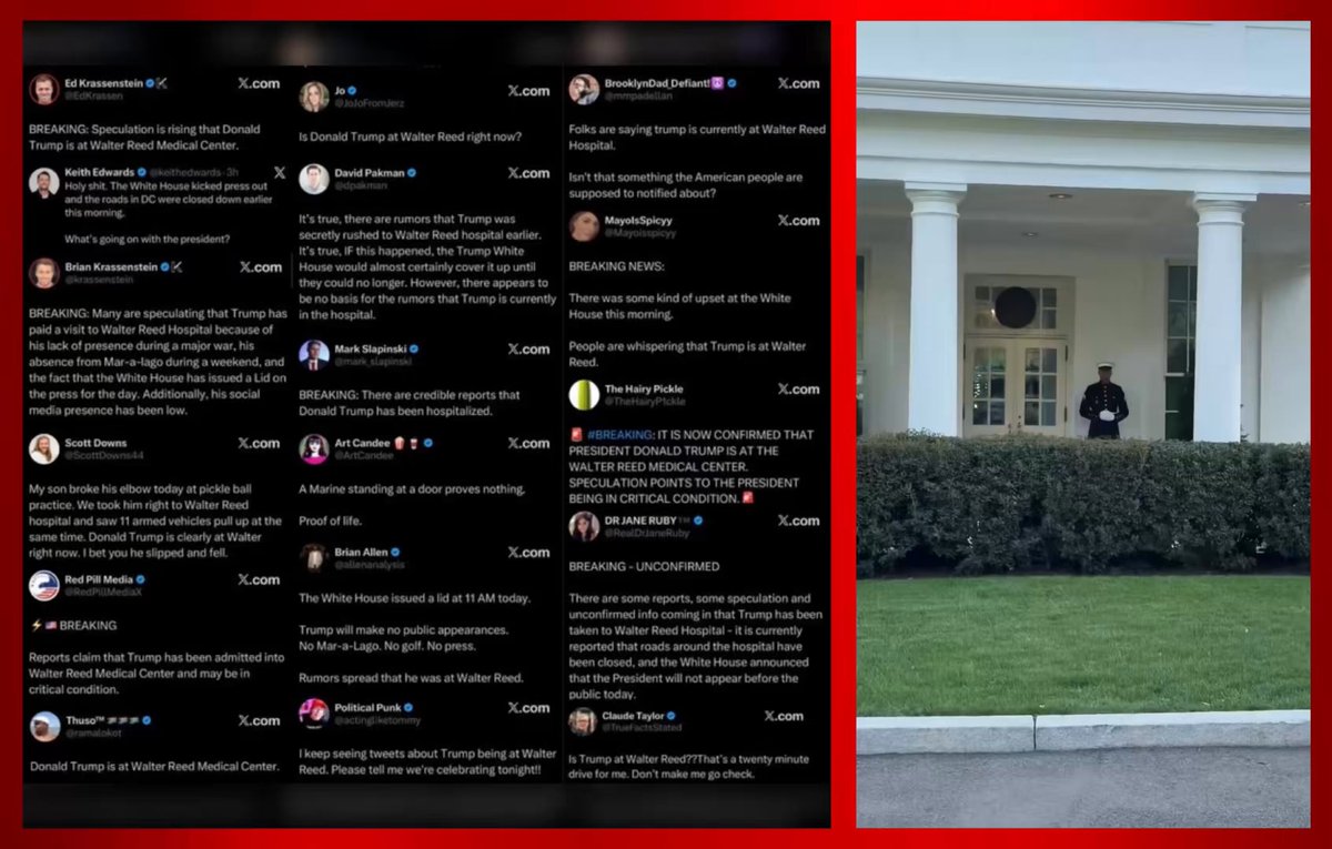 BREAKING - X users are now demanding that leftist accounts who ran a targeted campaign spreading false claims about President Trump’s ailing health and hospitalization at Walter Reed Hospital lose monetization. Free speech, not free to make money off lies.