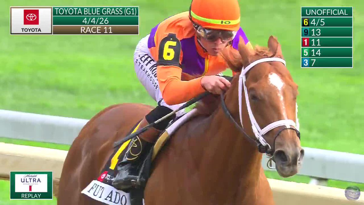 Further Ado wins the Blue Grass Stakes at Keeneland worth 100 points on the Road to the Kentucky Derby! ๐น