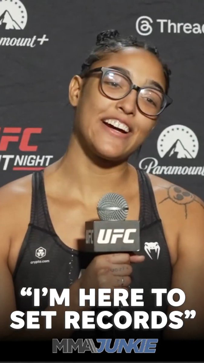 20-year-old Alice Pereira declares her intent to become a legend after #UFCVegas115. "I'm here to be the youngest everything in UFC history."