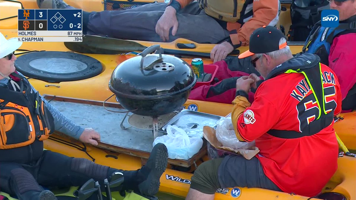 There’s a kayak barbecue happening in McCovey Cove