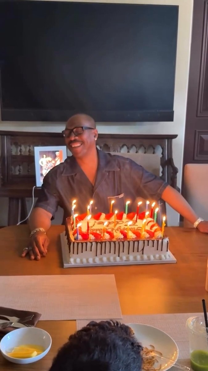 Eddie Murphy celebrated his 65th birthday in the best way - with cake and his closest crew 🎂 Surrounded by family including wife Paige and many of his 10 children, the ‘Beverly Hills Cop’ star & comedy legend was feeling the love on his big day ❤️ #eddiemurphy #65 📽️: raymurphyjr