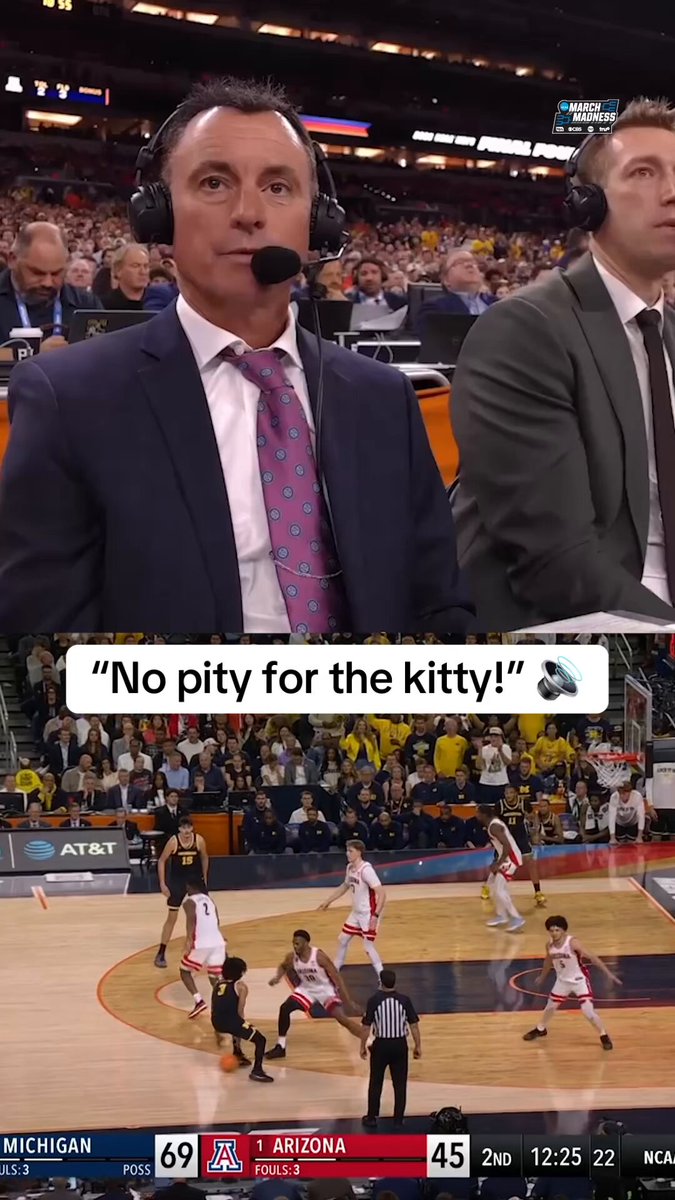 "No pity for the kitty." 🎙️ Electric call from Kevin Kugler on Westwood One Sports 🔥 #MarchMadness Michigan Men's Basketball