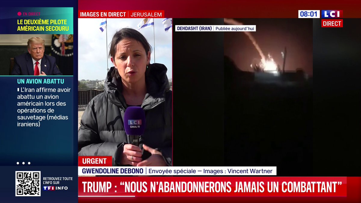 🔴🗣️ "Nous fonctionnons, israéliens et américains, comme une seule armée (...) Ce sont les Américains qui ont effectué seuls ces deux opérations mais ce que dit la presse israélienne, c'est que l'État hébreu a porté tout son concours" : gwendoline debono en duplex de Jérusalem sur LCI