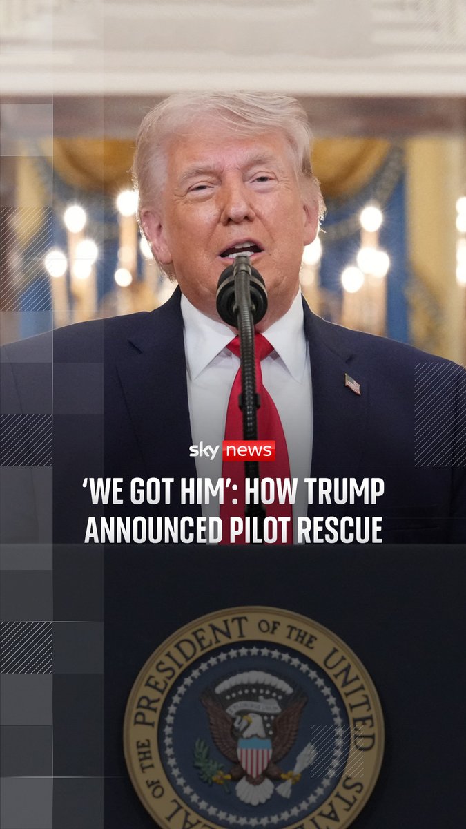 U.S. military officials have confirmed a missing crew member from a F-15 fighter jet has been found and rescued in Iran. In a post on Truth Social, President Donald Trump said that the U.S. military had "pulled off one of the most daring search and rescue operations in history" - and the pilot is now "safe and sound". Sky's James Matthews reports. 🔗