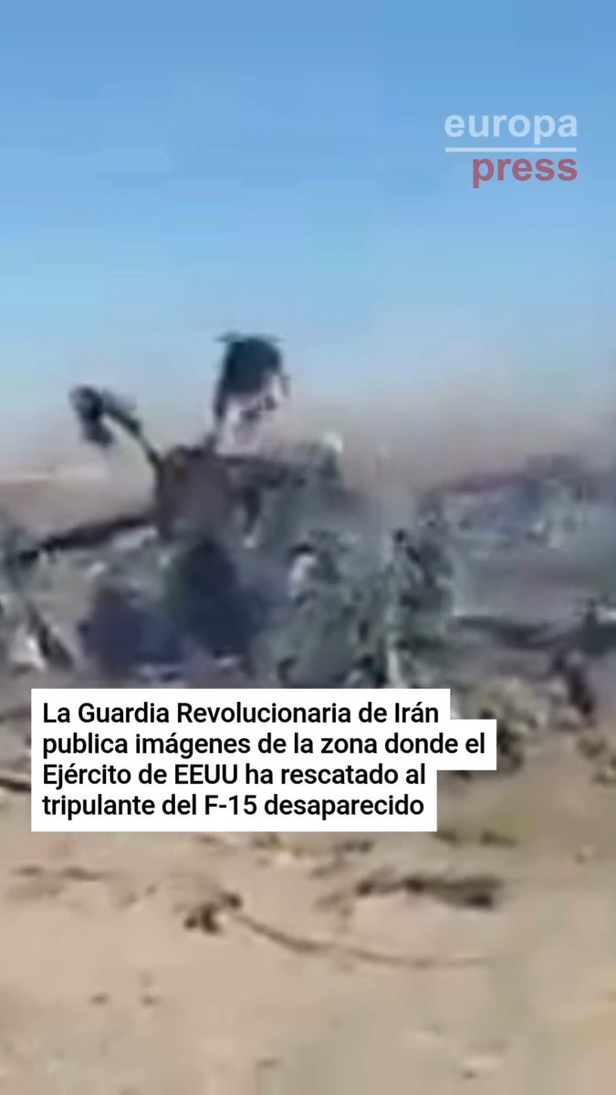 ❗ La Guardia Revolucionaria de Irán publica imágenes de la zona donde el Ejército de EEUU ha rescatado al tripulante del F-15 desaparecido el viernes. El Ejército iraní dice que Trump miente y que el rescate del piloto derribado ha fracasado