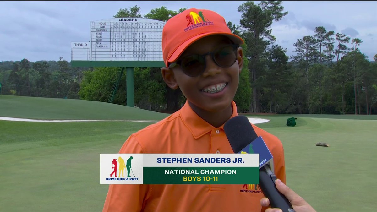 "I always get hugs from my dad, but it just felt kind of different when you win. And it felt like he was gonna crush my bones, but he kind of let go." 😂 Stephen Sanders Jr. won the Boys 10-11 Drive, Chip & Putt National Title, and his dad couldn't be more proud.