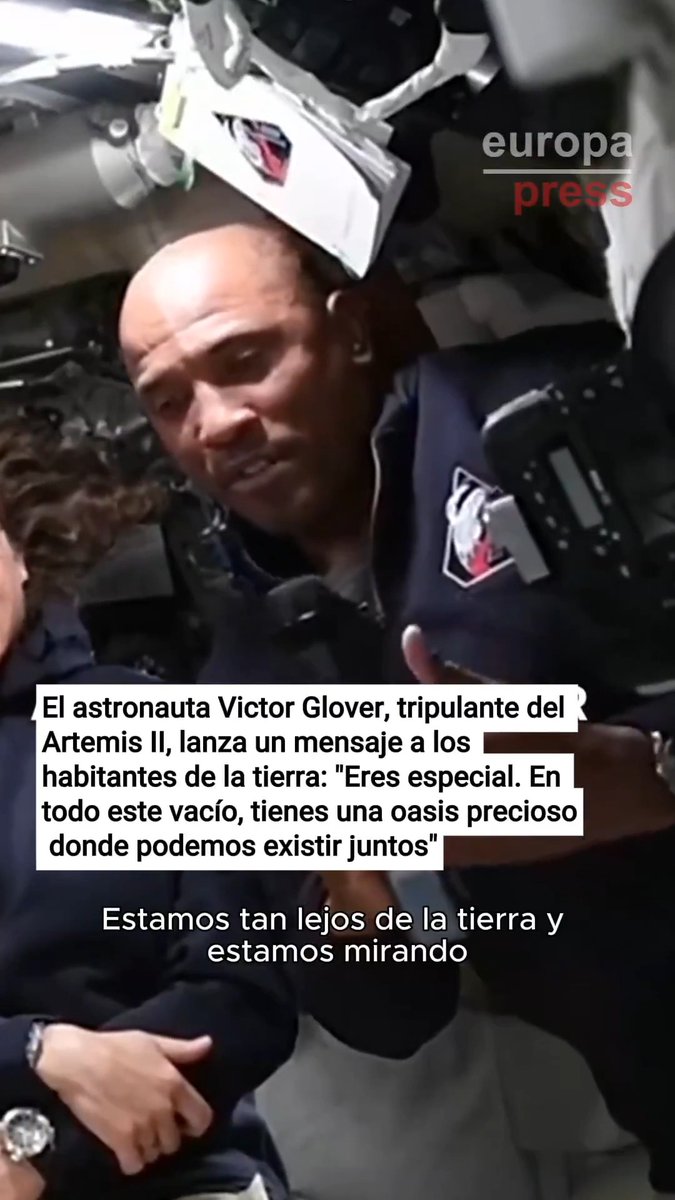 🚀 | El astronauta Victor Glover, tripulante del Artemis II, lanza un mensaje a los habitantes de la Tierra: "Eres especial. En todo este vacío, este universo que es un montón de nada, tienes una oasis, un lugar precioso donde podemos existir juntos".