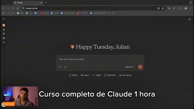 En lugar de ver Netflix este domingo, dedica 1 hora a esto. Un CURSO COMPLETO de Claude que te enseña a automatizar lo que te roba 3 horas al día. El lunes lo agradecerás.