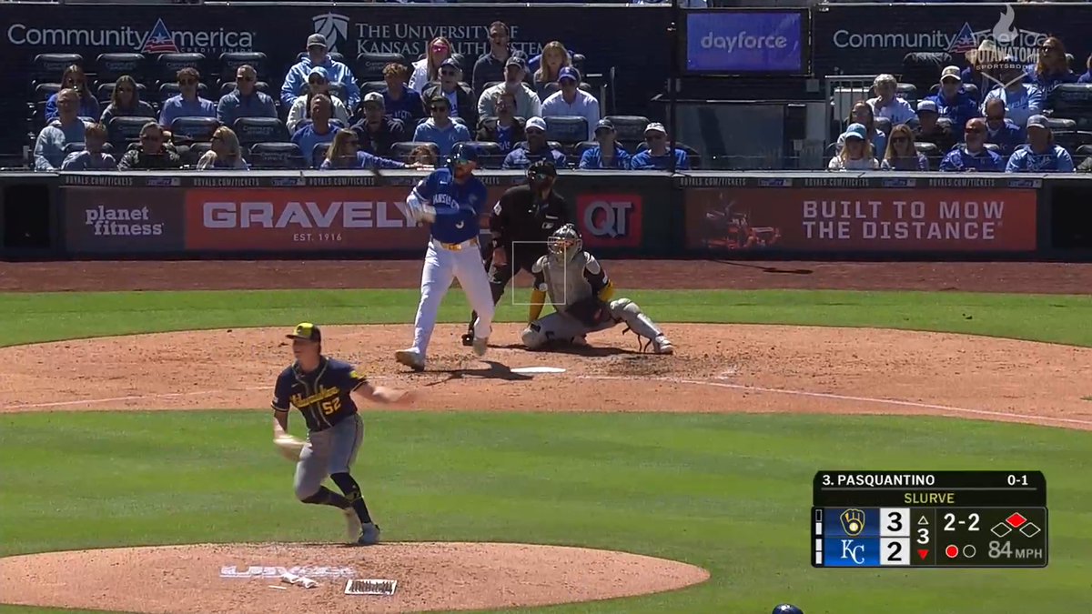 Over in the NL Central, Luis Matos throwing a runner out at the plate to help Kyle Harrison: