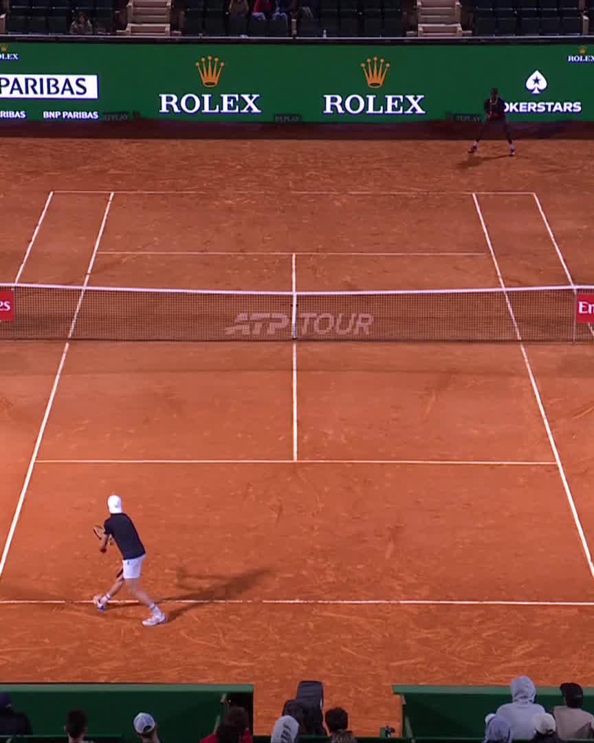 Victory under the lights 👊 Ugo Humbert defeats Kouame with a solid 6-3 7-5 display! #RolexMonteCarloMasters