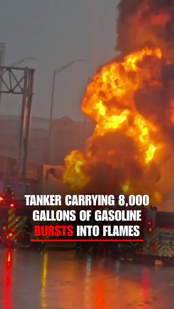 HIGHWAY INFERNO: A fuel tanker carrying thousands of gallons of gasoline erupted into flames after a crash with another semi-truck in Grand Rapids, Michigan sending thick black smoke billowing over the downtown skyline. The incident forced a full closure of the highway as crews battled the blaze for hours. The cause of the crash is under investigation.