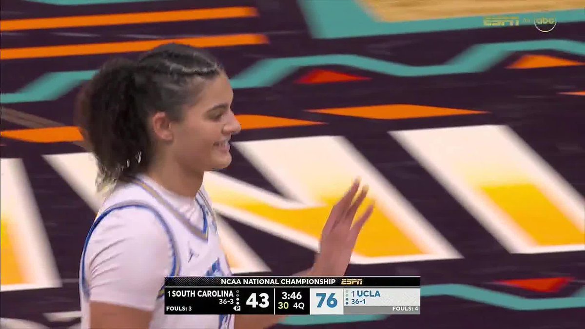 Ending on a high 🥹 lauren betts &amp; Kiki Rice are all smiles checking out of the game 💙 #WFinalFour x 🎥 ABC / UCLA Women's Basketball