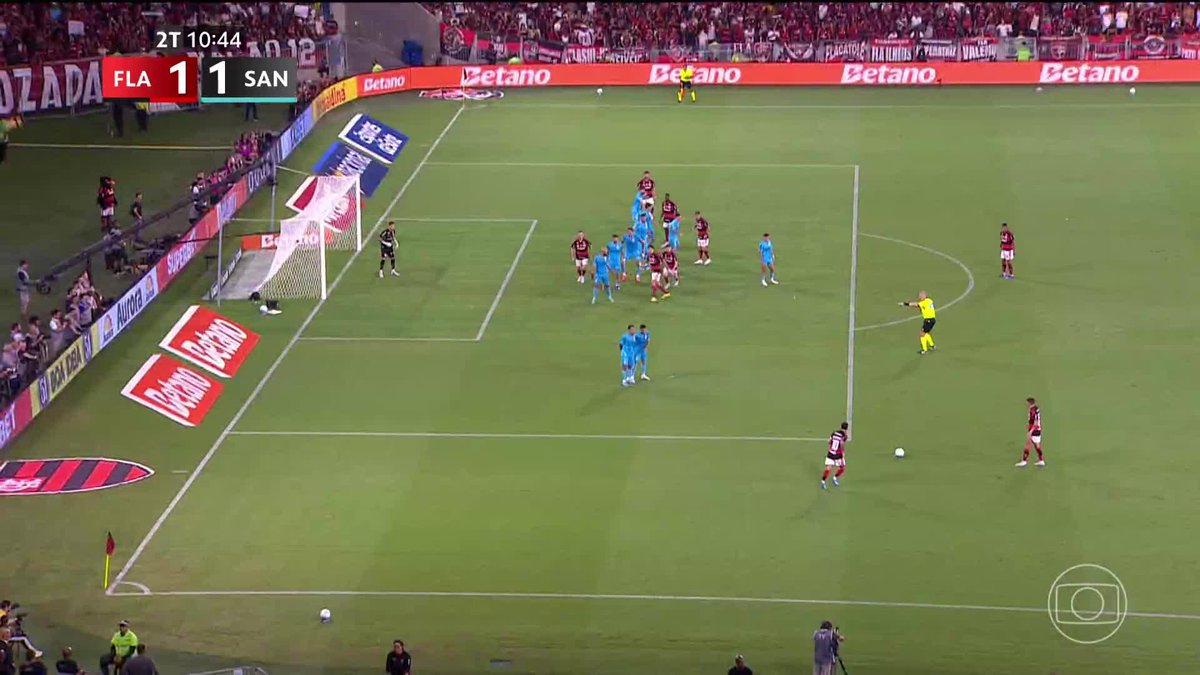 Gol do Flamengo ANULADO. A cabine do VAR viu IMPEDIMENTO no Léo Ortiz. Eles viram um toque no jogador do Flamengo no lance. Como o Ortiz tocou na bola, o Daronco não foi chamado à Cabine do VAR para interpretar o lance. Opiniões? 🎥 ge