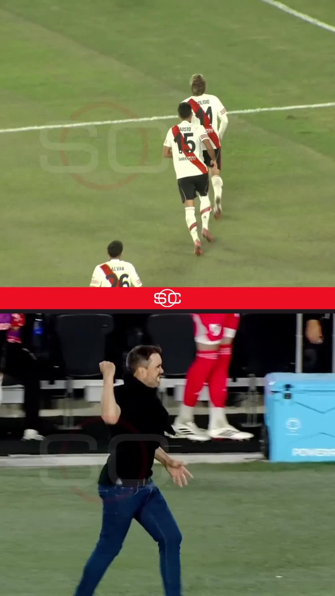 LAMENTOS PREVIOS, AMAGUES, "CABEZAZO" Y FESTEJO ENARDECIDO: así reaccionó el Chacho Coudet al gol de Colidio para el 2-0 de River ante Belgrano en el Más Monumental.