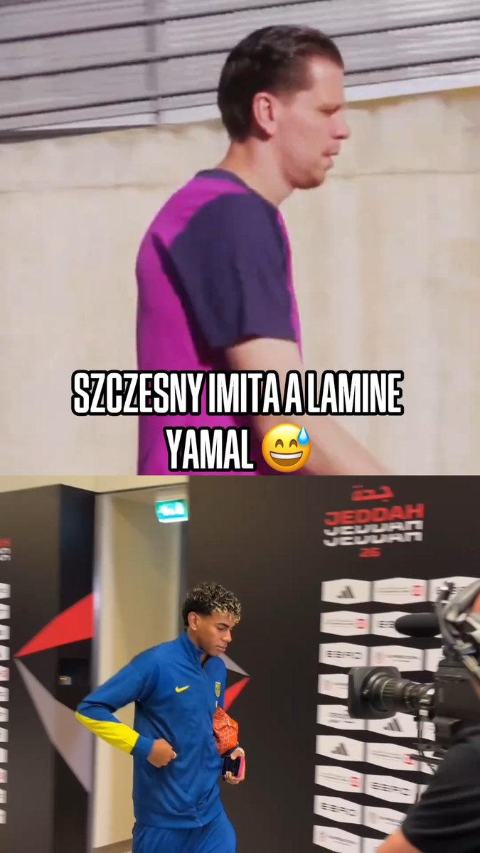 EL MISMO FLOW 🥵 🤣 Así reaccionó Lamine Yamal a la imitación de Wojciech Szczęsny a su peculiar forma de caminar. 📹 lamineyamal