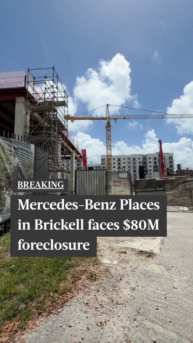 Mercedes-Benz Places, a luxury condo project under construction in Miami's Brickell, faces an $80.4M foreclosure lawsuit after the developer allegedly defaulted on a construction loan that matured in January 2025. Read the full story >>