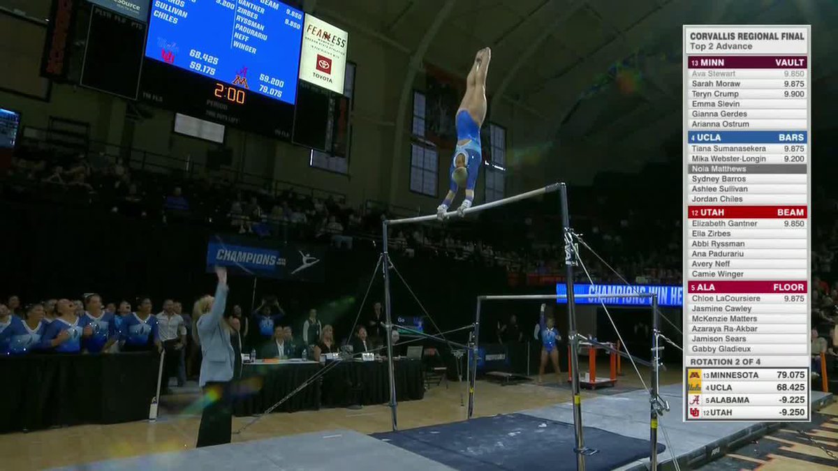 Nola Matthews clutches up and nails her dismount to score 9.900! 📺: ESPN+ #GoBruins