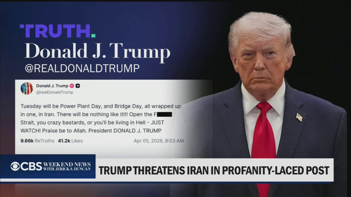 President Trump threatened to hit Iranian power plants and bridges on Tuesday as he posted another ultimatum on social media Sunday morning. CBS News’ Taurean Small reports.