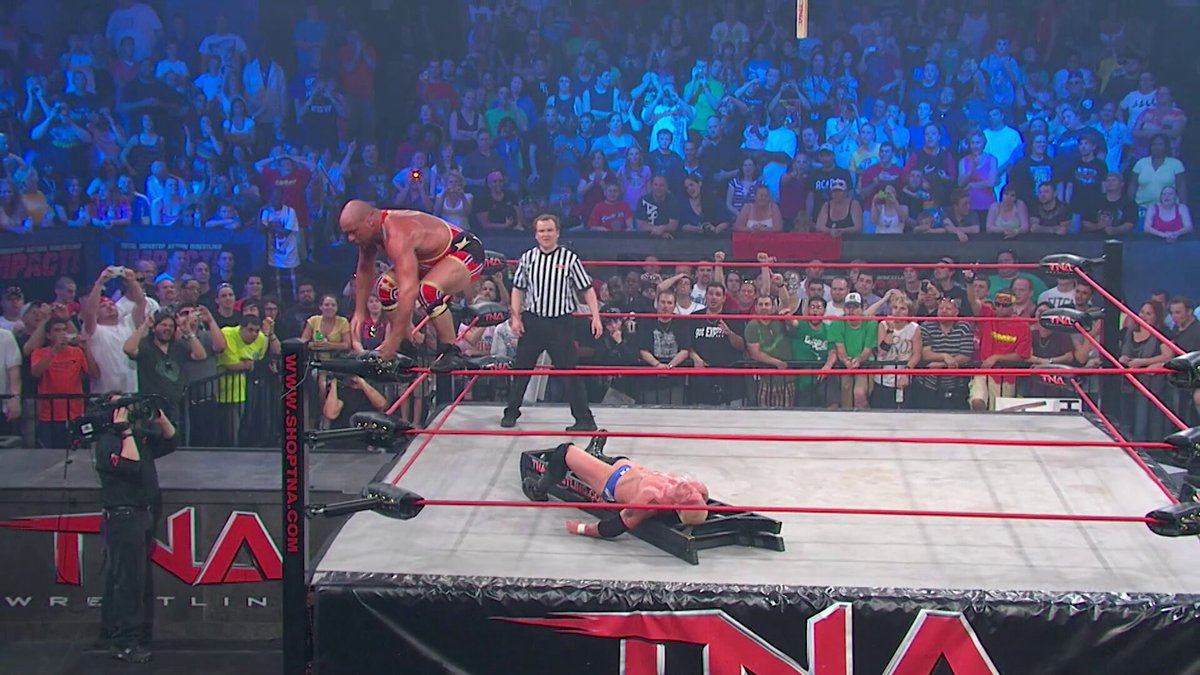 Today in #TNAHistory: Kurt Angle faced Mr Ken Anderson in a Ladder match. (iMPACT! Apr. 5, 2010) Use code TNAHISTORY for one free month of TNA+: