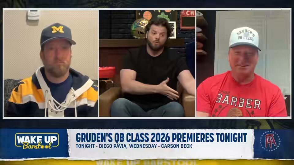 .Jon Gruden and Dave Portnoy talking about Diego Pavia as a NFL quarterback prospect on Wake Up Barstool