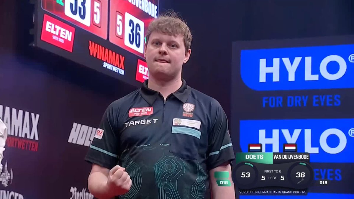 HAWKEYE BREAKS NEW GROUND! ⭐️ Kevin Doets hits 10 180s and averages 107.70 against compatriot Dirk van Duijvenbode, defeating the Dutchman 6-5 to reach the final session of a European Tour event for the first time in his career! 📺 #ET4