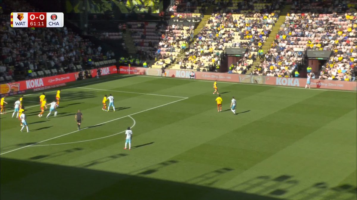 Matt Godden fires home a volley for Charlton to put them ahead at Vicarage Road 💥
