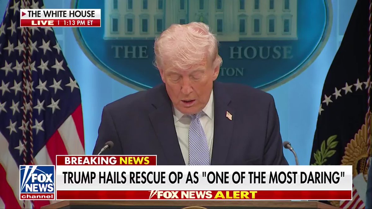 BREAKING: "Despite the peril, the officer followed his training and climbed into the treacherous mountain terrain and started climbing toward a higher altitude, something they were trained to do in order to evade capture." - President Trump