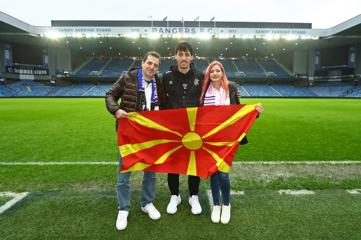 💙🇲🇰 Bojan Miovski caught up with Macedonian fans who travelled to Glasgow to watch him face Dundee United on Saturday and made the trip even more memorable by scoring.