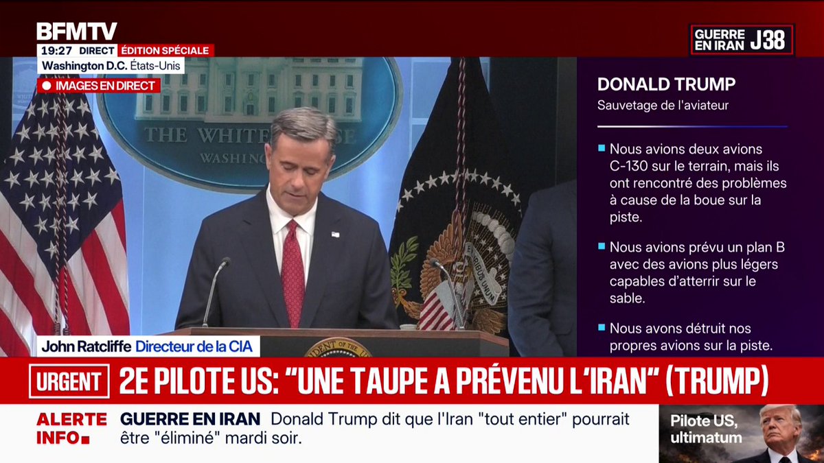 Pilote américain sauvé en Iran: "C'est une tradition de l'armée américaine, nous ne laissons aucun homme derrière nous", déclare John Ratcliffe, directeur de la CIA