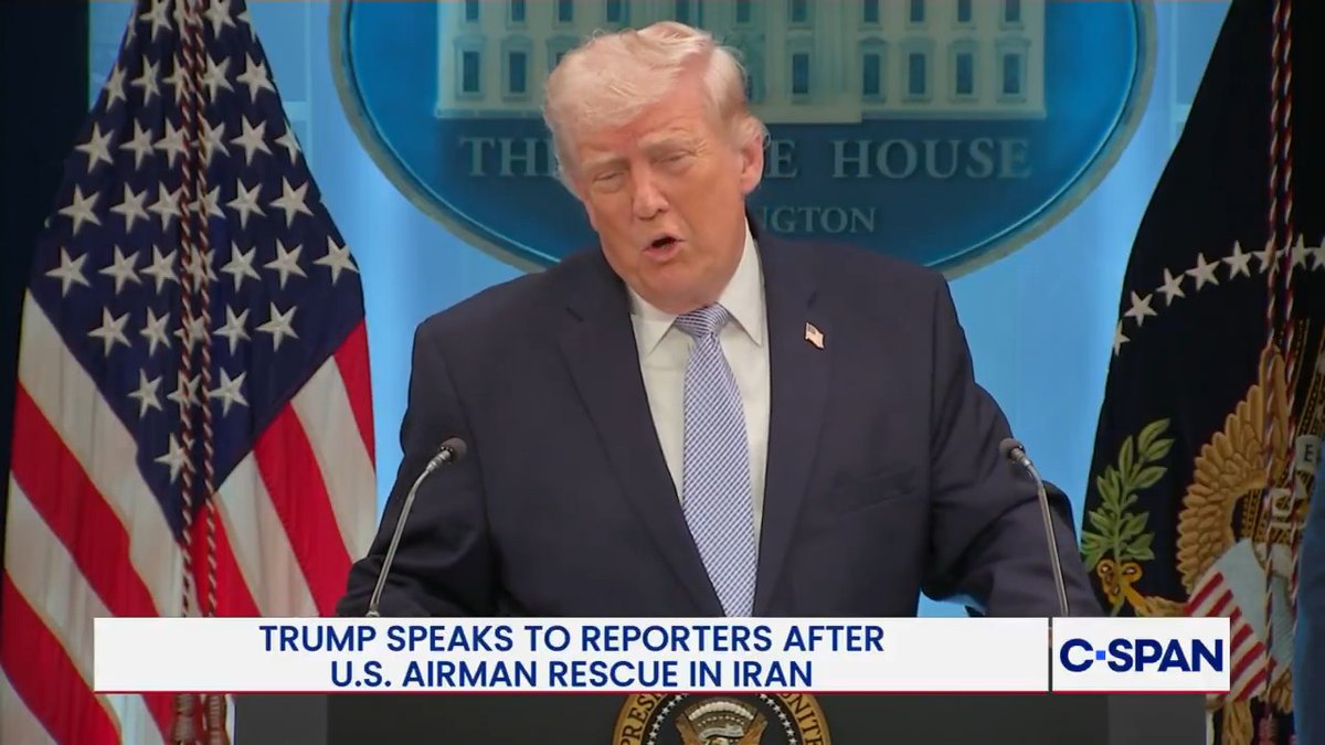 President Trump on leak during rescue of two U.S. airmen from Iran: "We're going to go to that media company that released it, and we're going to say 'National Security—give it up or go to jail.'…It made it much more difficult for the pilots."