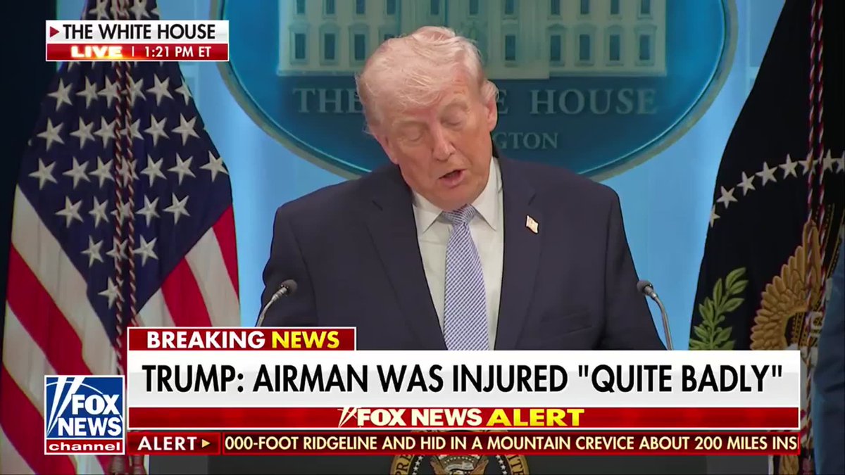 NEW: President Trump reveals a 'leaker' released vital information about the search and rescue mission for the downed pilot in Iran: "We're looking very hard to find that leaker... [Iran] didn't know there was somebody missing until this leaker gave the information." "We're going to go to the media company that released it, and we're going to say, 'national security, give it up or go to jail.'"