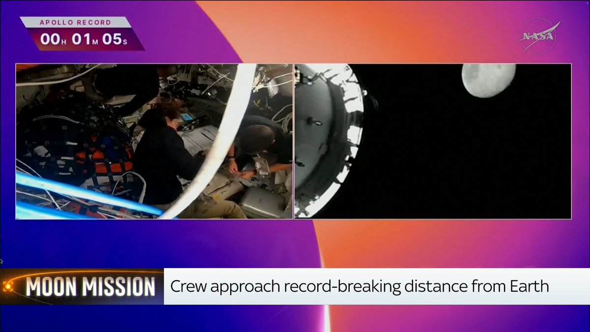 BREAKING: "Today, for all humanity, you're pushing beyond that frontier." The Artemis II crew have now travelled further from Earth than any human, surpassing the 'distance from Earth' record set by Apollo 13 in 1970. 📺 Sky 501, Virgin 602