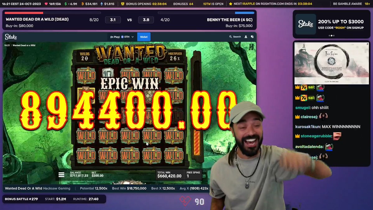 Roshtein Just Won $2,000,000 on Wanted and IMMEDIATELY Ended Stream.. 😳