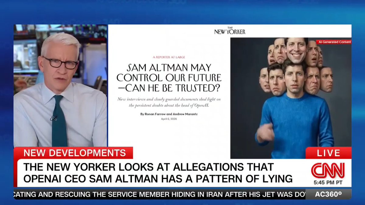 Ronan Farrow joins Anderson to discuss his new reporting in The New Yorker that looks at allegations of persistent doubts about the head of OpenAI, Sam Altman.