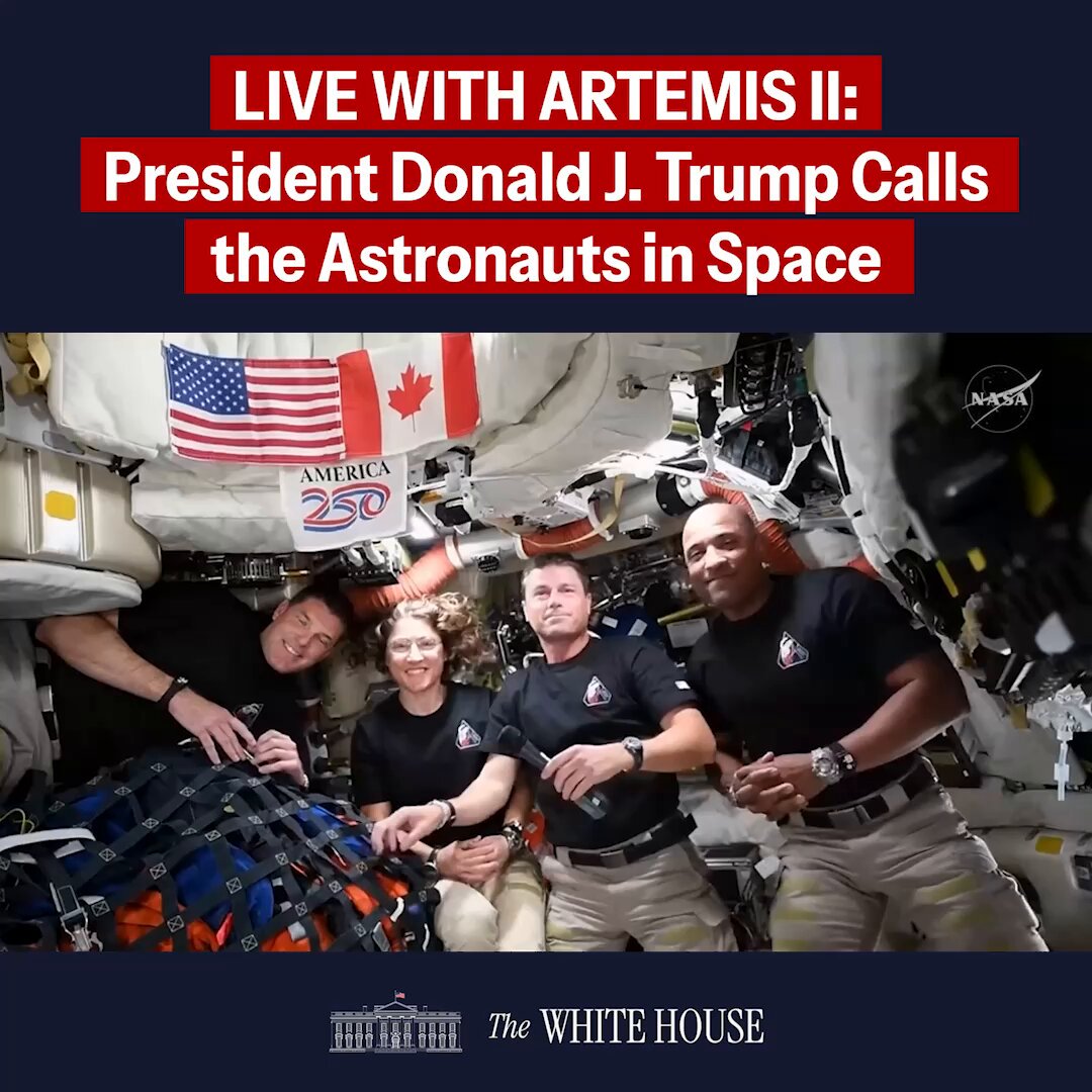 🚀 LIVE FROM SPACE: President Donald J. Trump Calls Artemis II Astronauts After Breaking the Farthest Distance Record in Human Spaceflight 🇺🇸 HISTORIC! "Your mission paves the way for America's return to the lunar surface very soon."