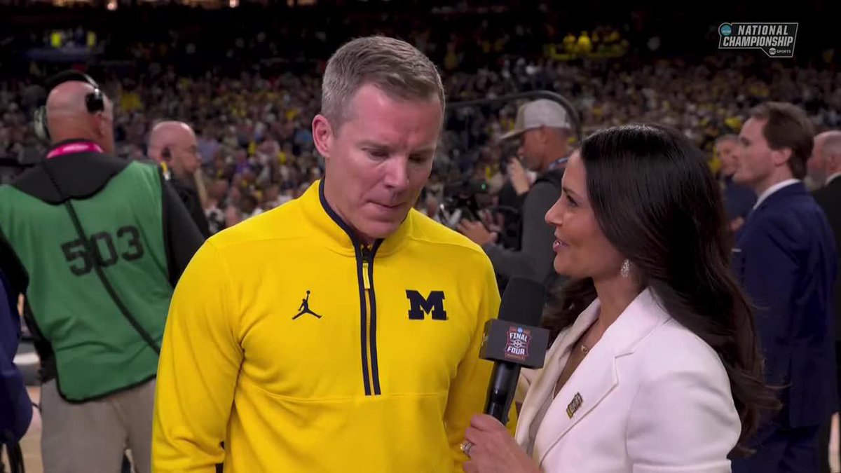 "First of all, I want to thank all the people that poured into everyone in our locker room. We're not here without the love, support and coaching from everybody before us." 🗣️ Michigan Men's Basketball's Dusty May with Tracy Wolfson after clinching a National Championship