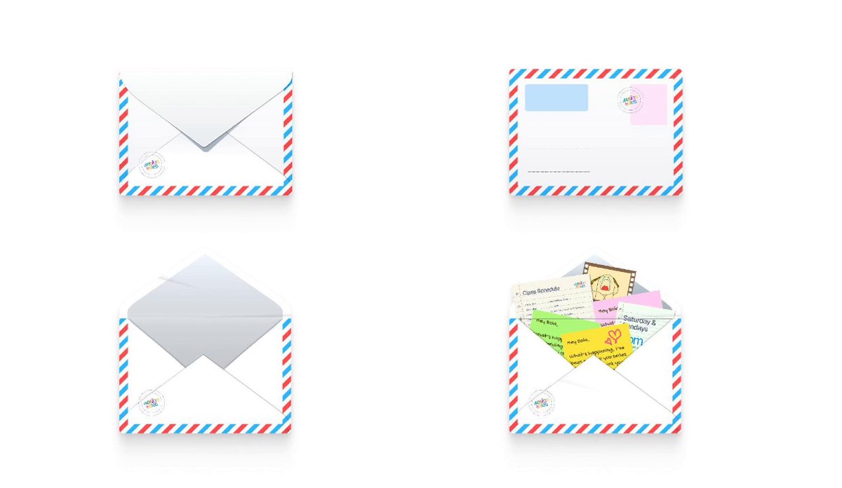 Postcard Envelopes Timelapse. These are meant to be used for Notification icons. Envelope states would translate to notification status such as "no-notifications", "notifications turned off", and so on.