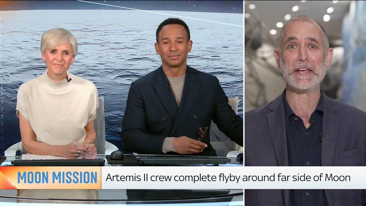 "I can't say how lucky I feel to have been here on this really historic moment." Sky's Tom Clarke joins Anna Jones and Kamali Melbourne from Houston to talk about the astronauts who completed a six-hour flyby of the moon overnight ⬇️