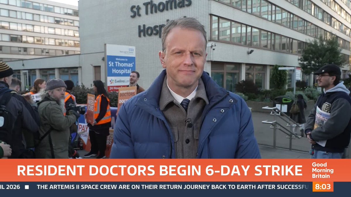 Resident doctors in England are on strike once again. Members of the British Medical Association have downed tools and will head to picket lines for a total of six days. Nick Dixon has the latest.
