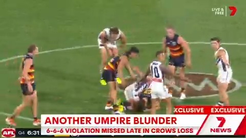 BREAKING: 7NEWS can reveal exclusive details on an umpiring error involving the Crows for the second time in two weeks.