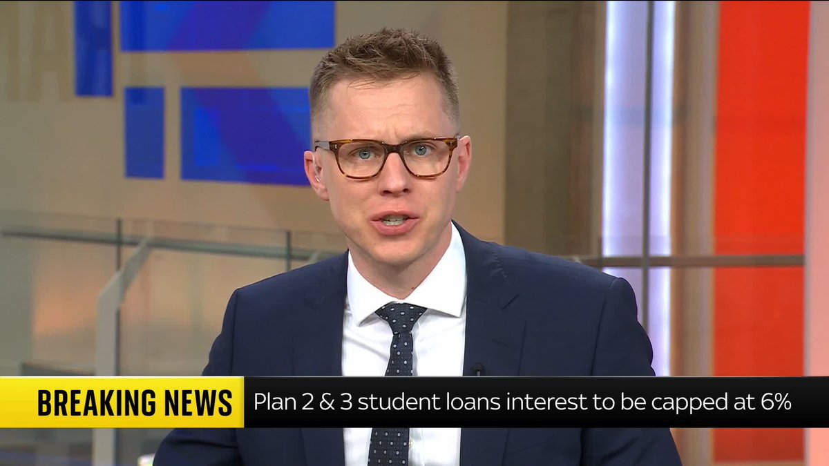BREAKING: Interest rates on plan 2 and 3 student loans will be capped at a maximum of 6% from 1 September, the government has said