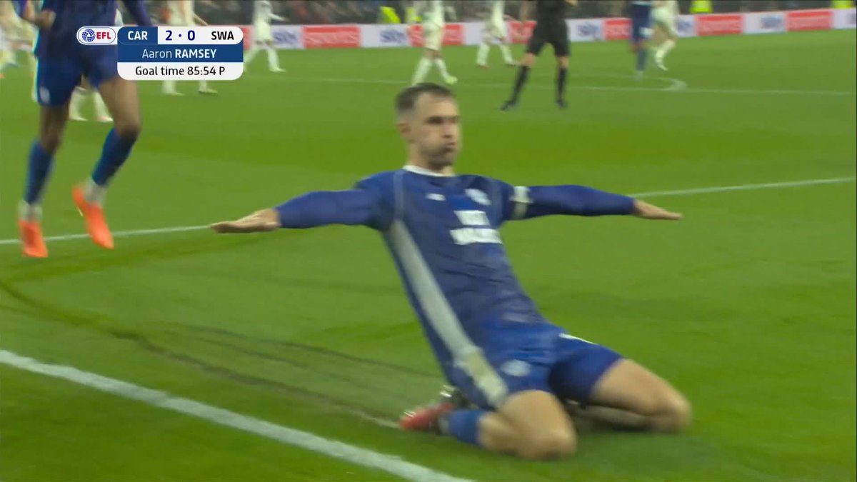 Cementing the first South Wales Derby win on home soil in 10 years 💙 Cool as you like, Aaron Ramsey 😮💨