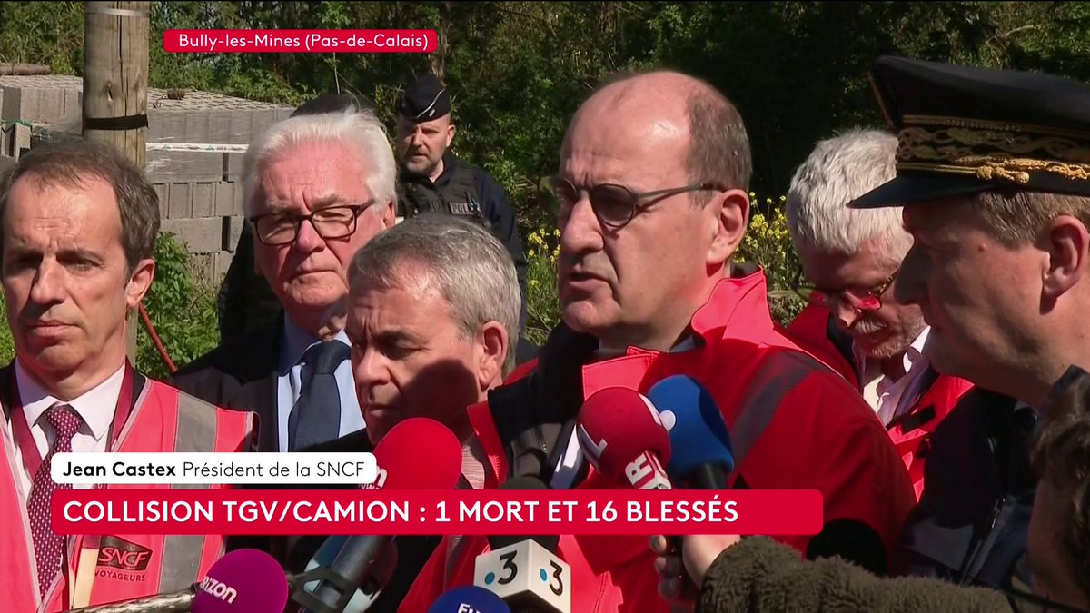 🔴 🗣 Collision entre un TGV et un poids-lourd : "Nous ne connaissons pas les conditions précises de cet accident et encore moins ses causes. Il est survenu à un passage à niveau qui était en état de fonctionnement normal", explique Jean Castex, président de la SNCF. #canal16