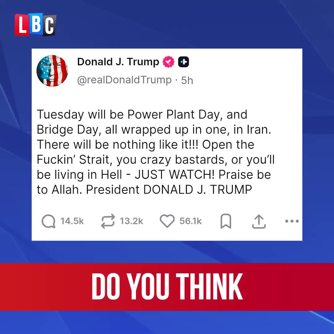 'It's not LBC who makes the President tweet: Open the f****n' Strait". That's his crazy behaviour.' Republican commentator Dr. Jan Halper-Hayes accuses the media of making Trump look like a 'nutcase'. Lewis Goodall says: 'We're using his own words'.