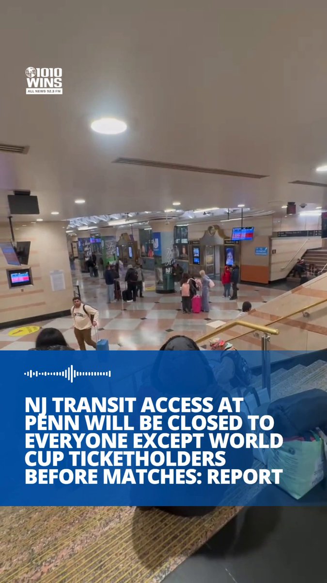⚽ 🚉 NJ Transit access at Penn Station will reportedly be closed off to everyone except World Cup ticketholders before soccer matches this summer. Only ticketholders will be able to travel to New Jersey from the station in the four hours before the start of eight World Cup matches at MetLife Stadium, according to which obtained a document detailing the plans. The matches will happen on weekdays and weekends in June and July, including on June 16, June 22, June 26 and June 30, according to reports. Neither FIFA nor NJ Transit have confirmed the report, but they also haven’t denied it. More than 130,000 commuters use NJT in and out of Penn Station every day, and the goal of the plan is to safely get thousands of fans to and from the stadium. Additionally, no one will be able to park at MetLife Stadium for any of the games. The plans shouldn’t impact Long Island Rail Road or Amtrak riders at the station. 🎤 glenn schuck reports 📸 Glenn Schuck, Amanda Alexandre, Al Bello/Getty Images, Adam Gray/Getty Images, Dave Kotinsky/Getty Images 🔊 Tune into 1010 WINS at 92.3 FM for more local news #nyc #newyorkcity #njtransit #newjersey #njnews #nj #pennstation #worldcup
