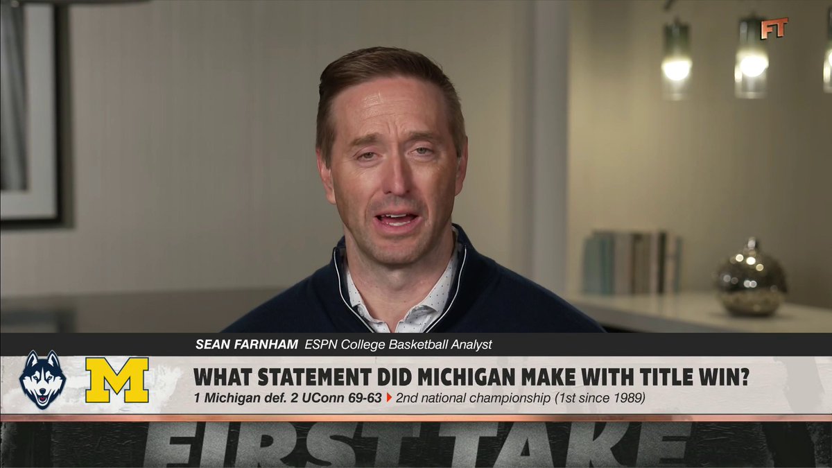 "I think they are the best team to ever play at Michigan." —Sean Farnham on Michigan defeating UConn for the national championship 🏆