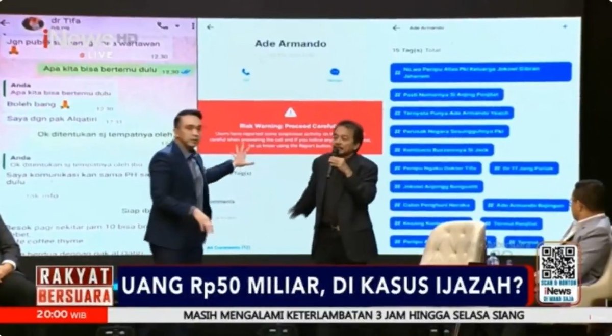 Roy Suryo Bongkar Kontak WA yang Ngaku dr Tifa, Ternyata... ๐ฎ Polemik seputar isu ijazah Presiden RI ke-7 Joko Widodo kembali memanas. Kali ini, Roy Suryo mengungkap temuan terbaru terkait sebuah kontak yang mengaku sebagai dr Tifa. ๐ฝ๏ธ versi full: