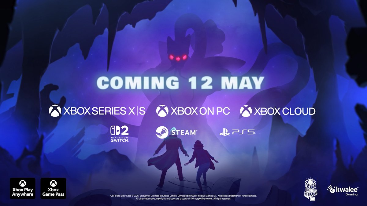 Call of the Elder Gods is coming 12th May! Available on PC, Switch 2, PS5 and Xbox Series S|X & also day one on Xbox Game Pass!