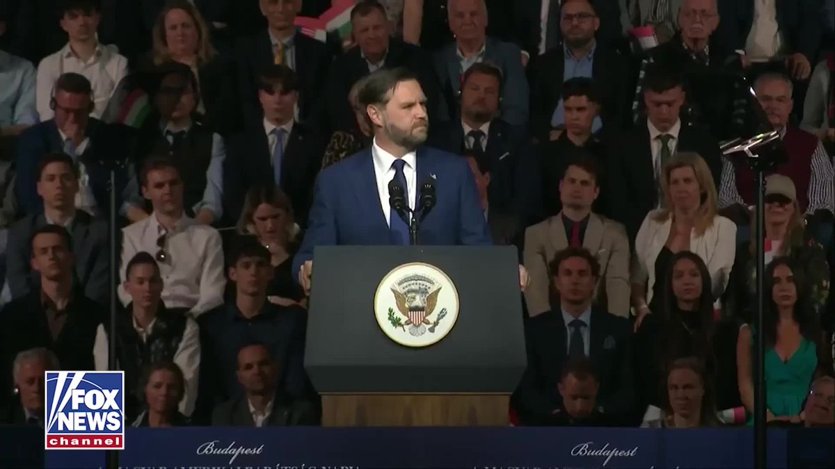 JUST NOW: VP Vance leads a rallying cry for Western civilization in Hungary: "Will you stand for sovereignty and democracy? Will you stand for Western civilization? Will you stand for freedom, for truth, and for the God of our fathers?"