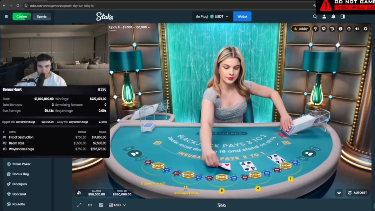 Trainwrecks Wins $3,000,000 on an INSANE BlackJack Hand 🤯🔥
